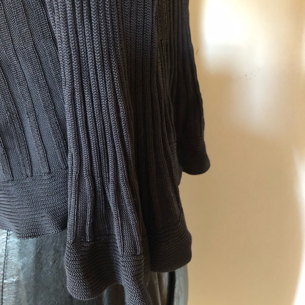 Women’s Black Ribbed Single-Button Cardigan - Picture 7 of 11